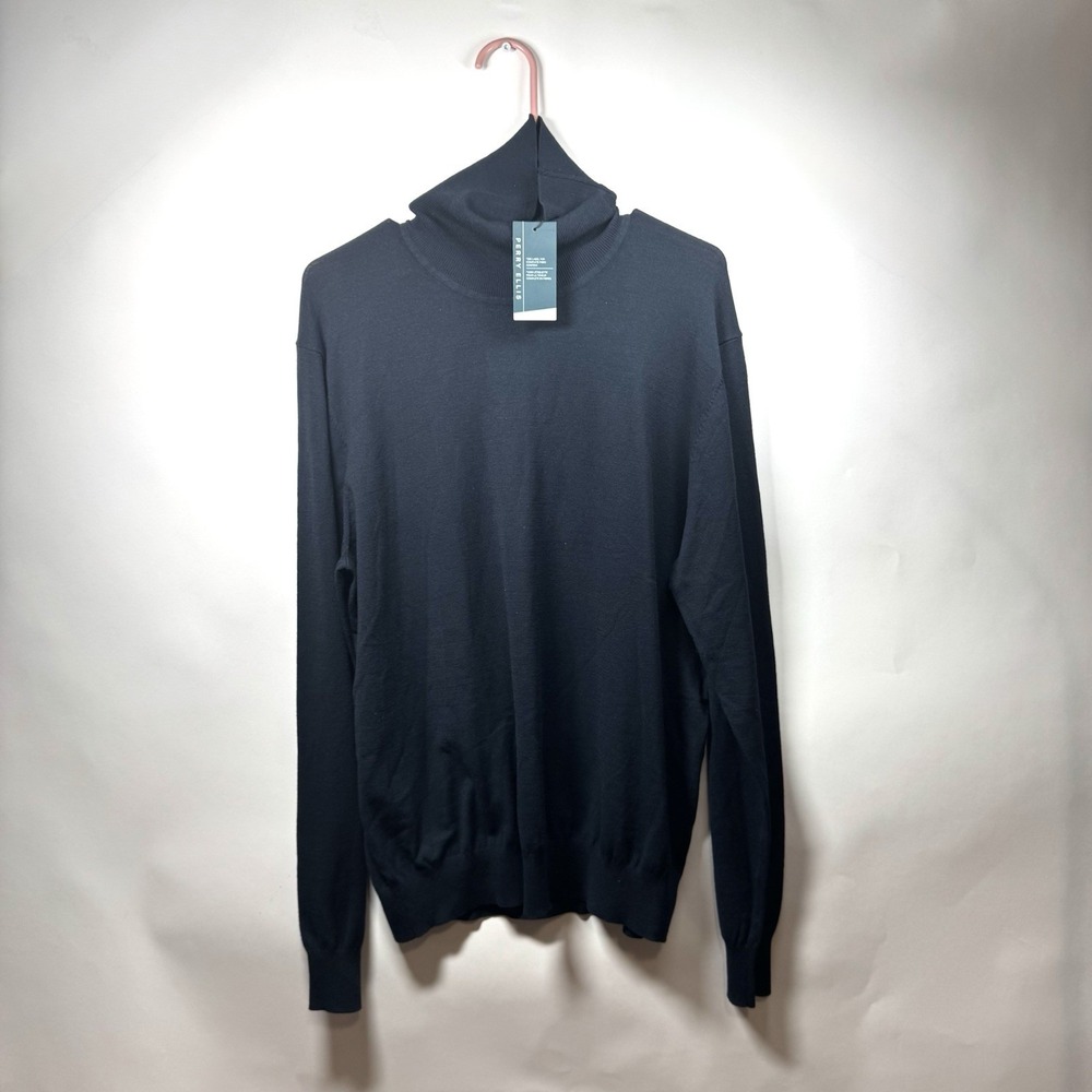 Perry Ellis Men's Long Sleeve Knit Turtleneck Sweater, Dark Sapphire Size‎ XL